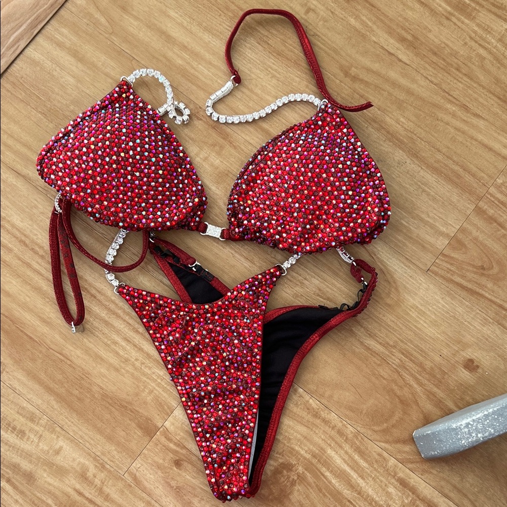 Originally $450. Red Rhinestone Bikini Set